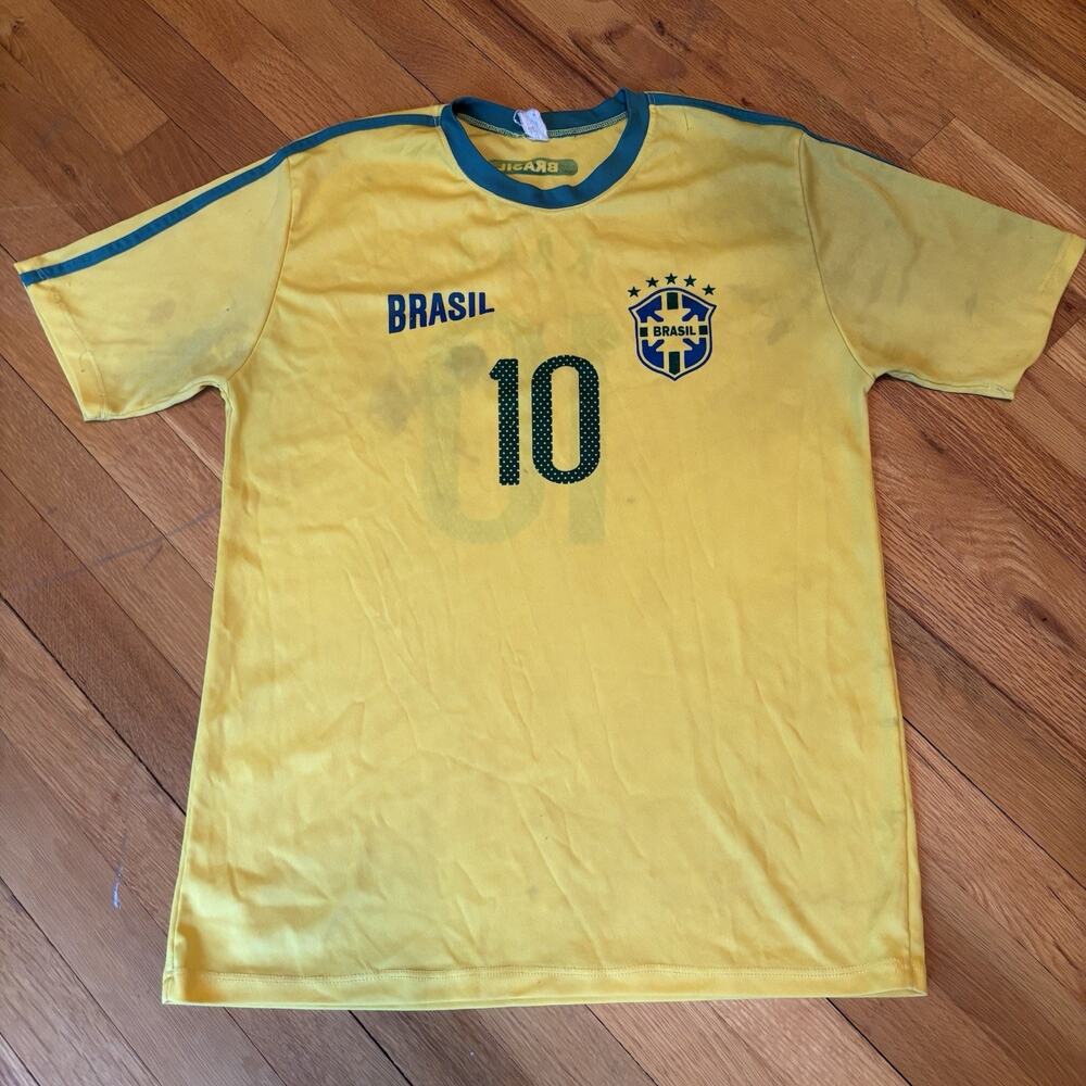 Vintage 2010 Brazil Futball Soccer Club Team Jersey 2010 Kaka Yellow Stain Kit